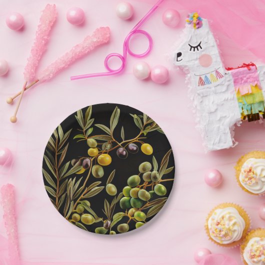 Olive Branch Napkins - Ideaal voor Middellandse Ze Papieren Bordje (Feest)