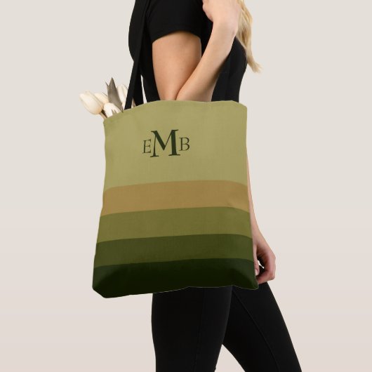 Olive Branch Palet Strepen Monogram Tote Bag (Dichtbij)