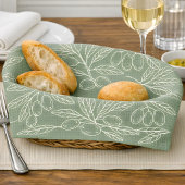 Olive Branch Pattern Sage Green Theedoek