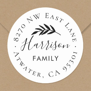Olive Branch Round Return-adreslabel Ronde Sticker