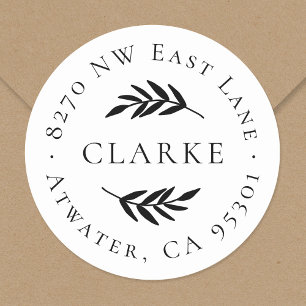 Olive Branch Round Return-adreslabel Ronde Sticker
