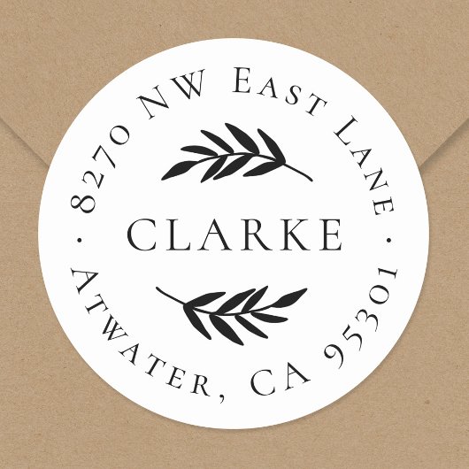 Olive Branch Round Return-adreslabel Ronde Sticker