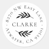 Olive Branch Round Return-adreslabel Ronde Sticker (Voorkant)