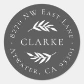 Olive Branch Round Return-adreslabel Ronde Sticker (Voorkant)