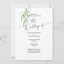Olive Branch Sage Green Wedding Invitation Kaart