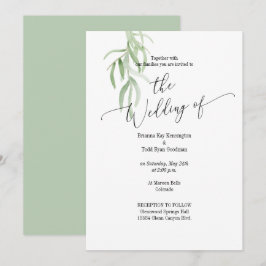 Olive Branch Sage Green Wedding Invitation Kaart