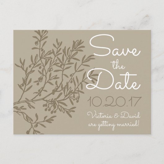Olive Branch Save the Date Aankondigingskaart (Voorkant)