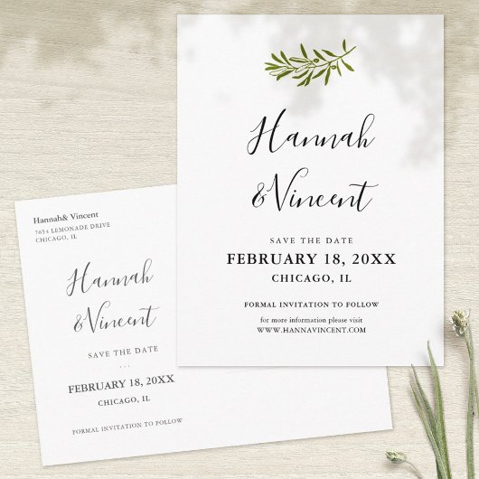 Olive Branch Save the Date Ansichtkaart Aankondigingskaart