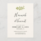 Olive Branch Save the Date Ansichtkaart | Ivoorkle Aankondigingskaart (Voorkant)