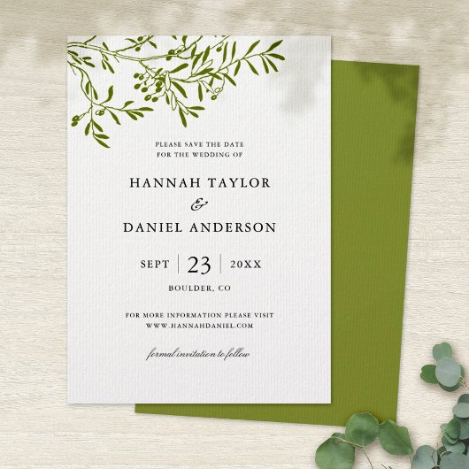 Olive Branch Save the Date kaart