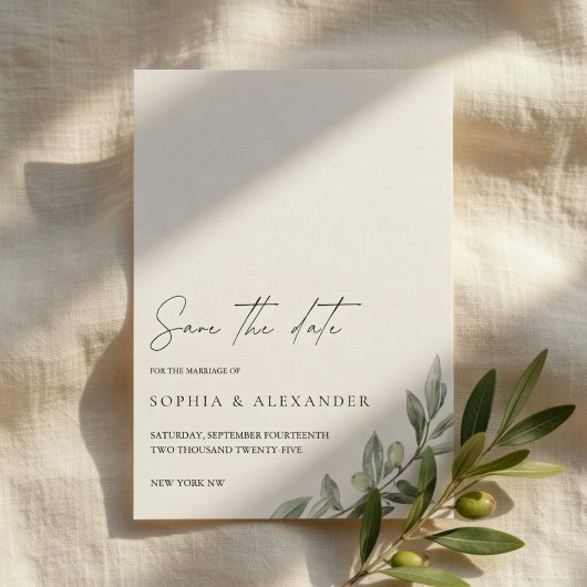 Olive Branch Save the Date Kaart | Elegant Groen B