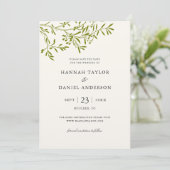 Olive Branch Save the Date kaart | Ivoorkleurig (Staand voorkant)