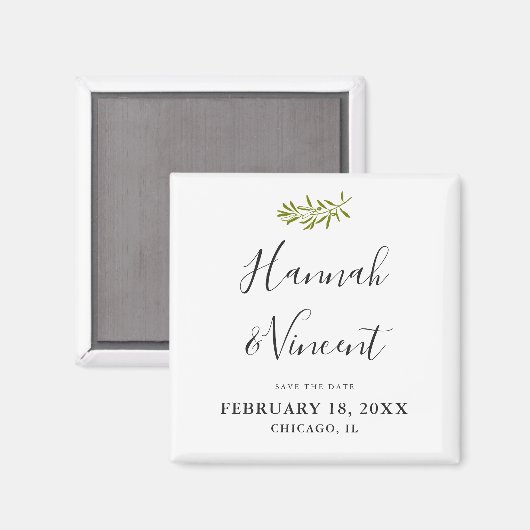 Olive Branch Save the Date Magnet (Voorkant / Achterkant)