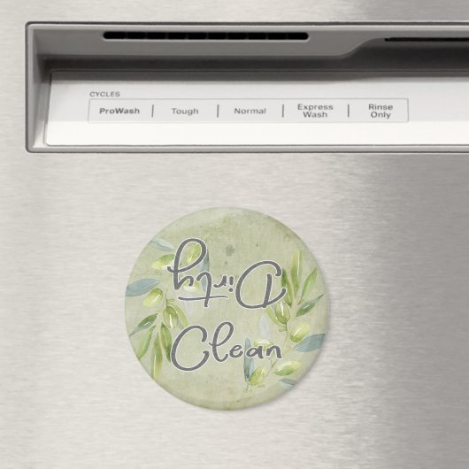 Olive Branch Script Clean Dirty Dishwasmachine Magneet (Insitu (Vaatwasser))