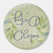 Olive Branch Script Clean Dirty Dishwasmachine Magneet (Voorkant)