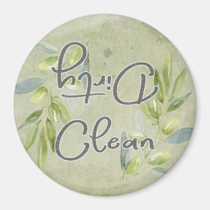 Olive Branch Script Clean Dirty Dishwasmachine Magneet