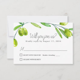 Olive Branch Script Klassieke Reactiekaart RSVP Kaartje