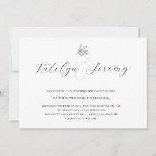 Olive Branch Script Wedding Invitation Kaart