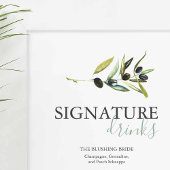 Olive Branch Signature Drinks Wedding Sign Poster