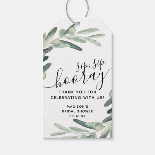Olive Branch Sip Sip Hooray Vrijgezellenfeest Favo Cadeaulabel (Voorkant)