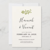Olive Branch sla de datumkaart op | Ivory Save The Date (Voorkant)