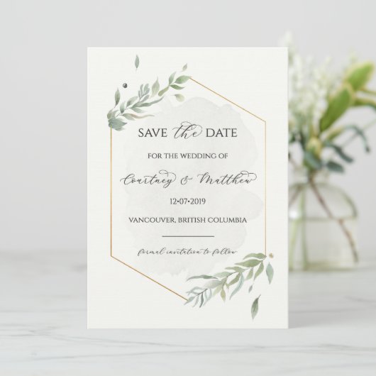 Olive Branch sla de datumkaart op Save The Date (Staand voorkant)