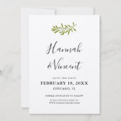 Olive Branch sla de datumkaart op Save The Date (Voorkant)