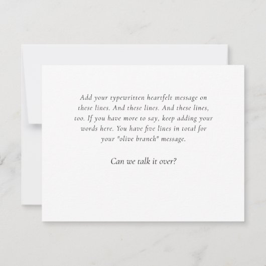 Olive Branch, sorry Kaart (Achterkant)