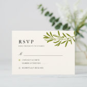 Olive Branch Trouw RSVP kaart | Ivoor (Staand voorkant)