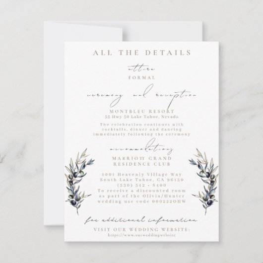 Olive Branch Trouwdetails Behuizing Kaarten (Voorkant)