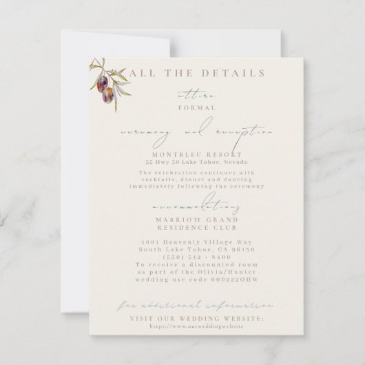 Olive Branch Trouwdetails Behuizing Kaarten (Voorkant)