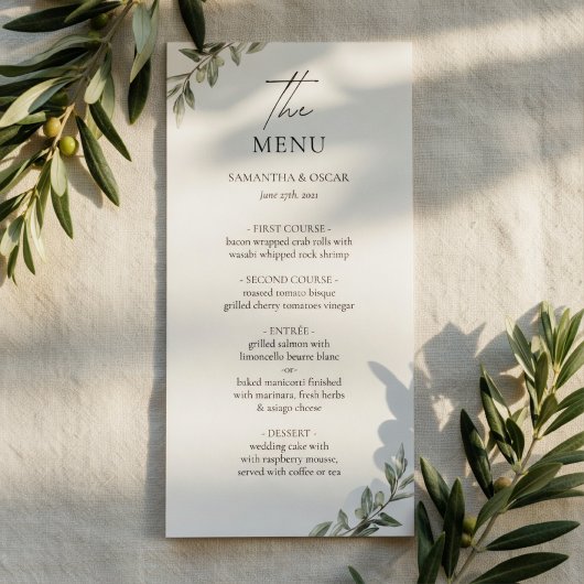 Olive Branch Trouwmenu | Elegant groen Menu