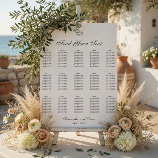 Olive Branch Trouwstoelindeling | Minimaal Poster