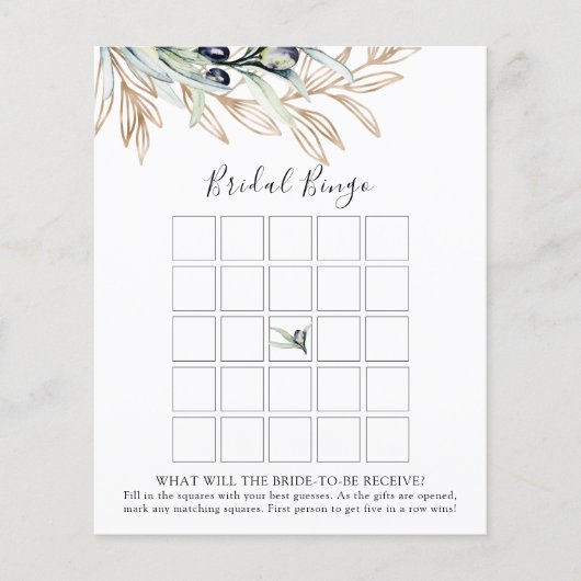 Olive Branch Vrijgezellenfeest Bingo Game Kaart (Voorkant)