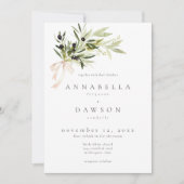 Olive Branch Watercolor Elegant Minimalist Wedding Kaart (Voorkant)