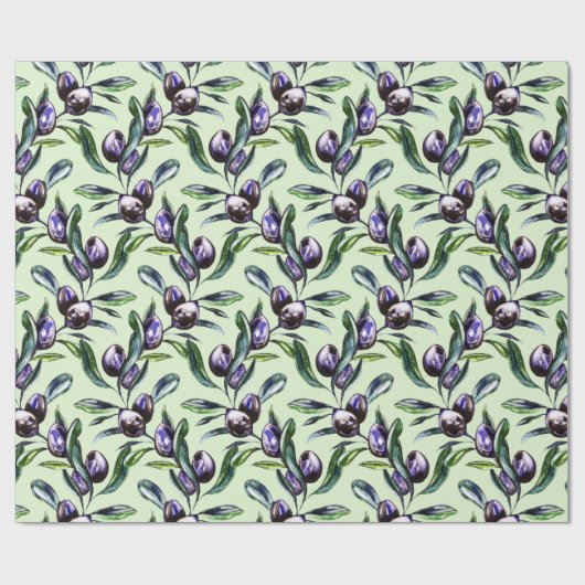 Olive Branch Watercolor Pattern Cadeaupapier (Vlak)
