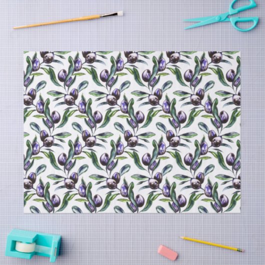 Olive Branch Watercolor Pattern  Tissuepapier (Craft)