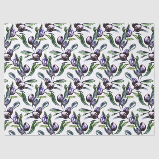 Olive Branch Watercolor Pattern  Tissuepapier (Voorkant)
