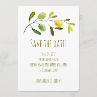 Olive Branch waterverf bewaart de datumkaart Save The Date