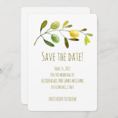 Olive Branch waterverf bewaart de datumkaart Save The Date (Voorkant / Achterkant)