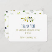 Olive Branch waterverf bruiloft dank u kaart (Voorkant / Achterkant)