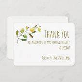 Olive Branch waterverf bruiloft dank u kaart (Voorkant / Achterkant)