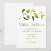 Olive Branch waterverf bruiloft uitnodigingskaart Kaart (Voorkant / Achterkant)