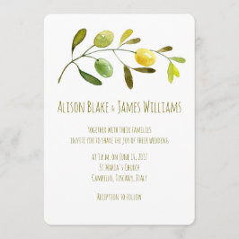 Olive Branch waterverf bruiloft uitnodigingskaart Kaart