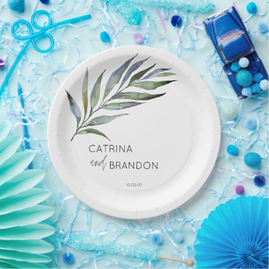 Olive Branch Waterverf Personalized Wedding Papieren Bordje (Feest)