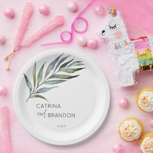 Olive Branch Waterverf Personalized Wedding Papieren Bordje (Feest)