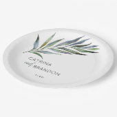 Olive Branch Waterverf Personalized Wedding Papieren Bordje (Gekanteld)