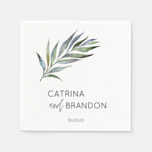 Olive Branch Waterverf Personalized Wedding Servet