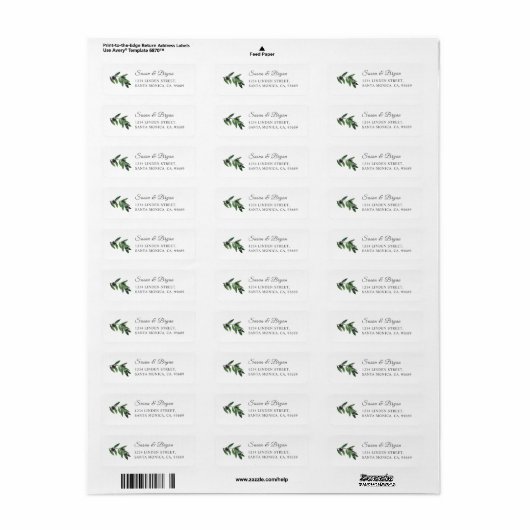 Olive Branch Wedding Address Label (Full Sheet)