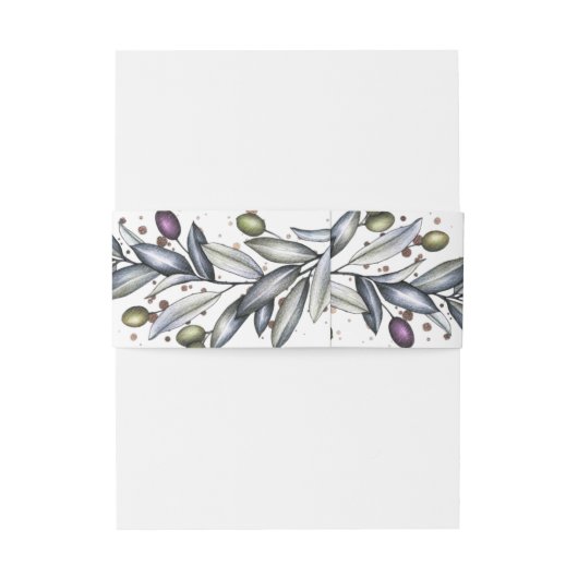 Olive Branch Wedding Belly Band Uitnodigingen Wikkel (Achterkant Voorbeeld)